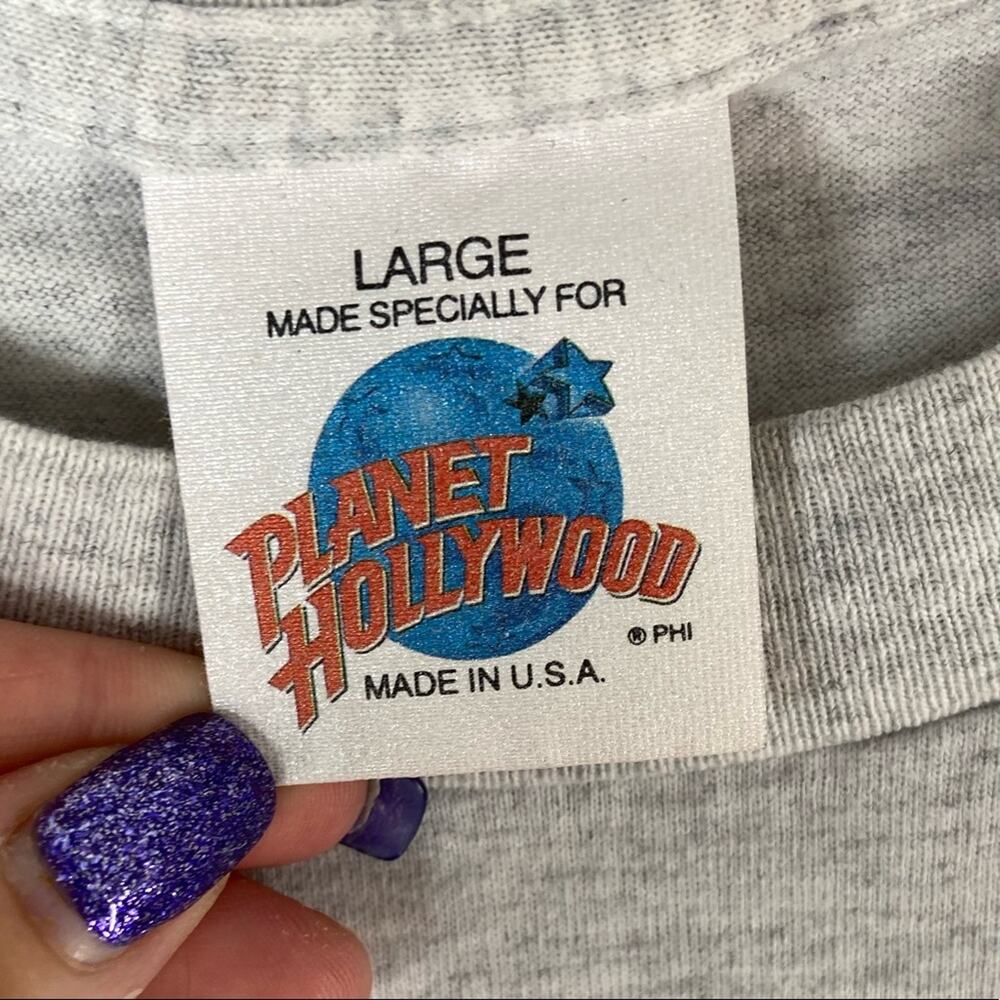 Vintage 90s Planet Hollywood Washington D.C. Single Stitch Gray Tee Size Large - Picture 2 of 7